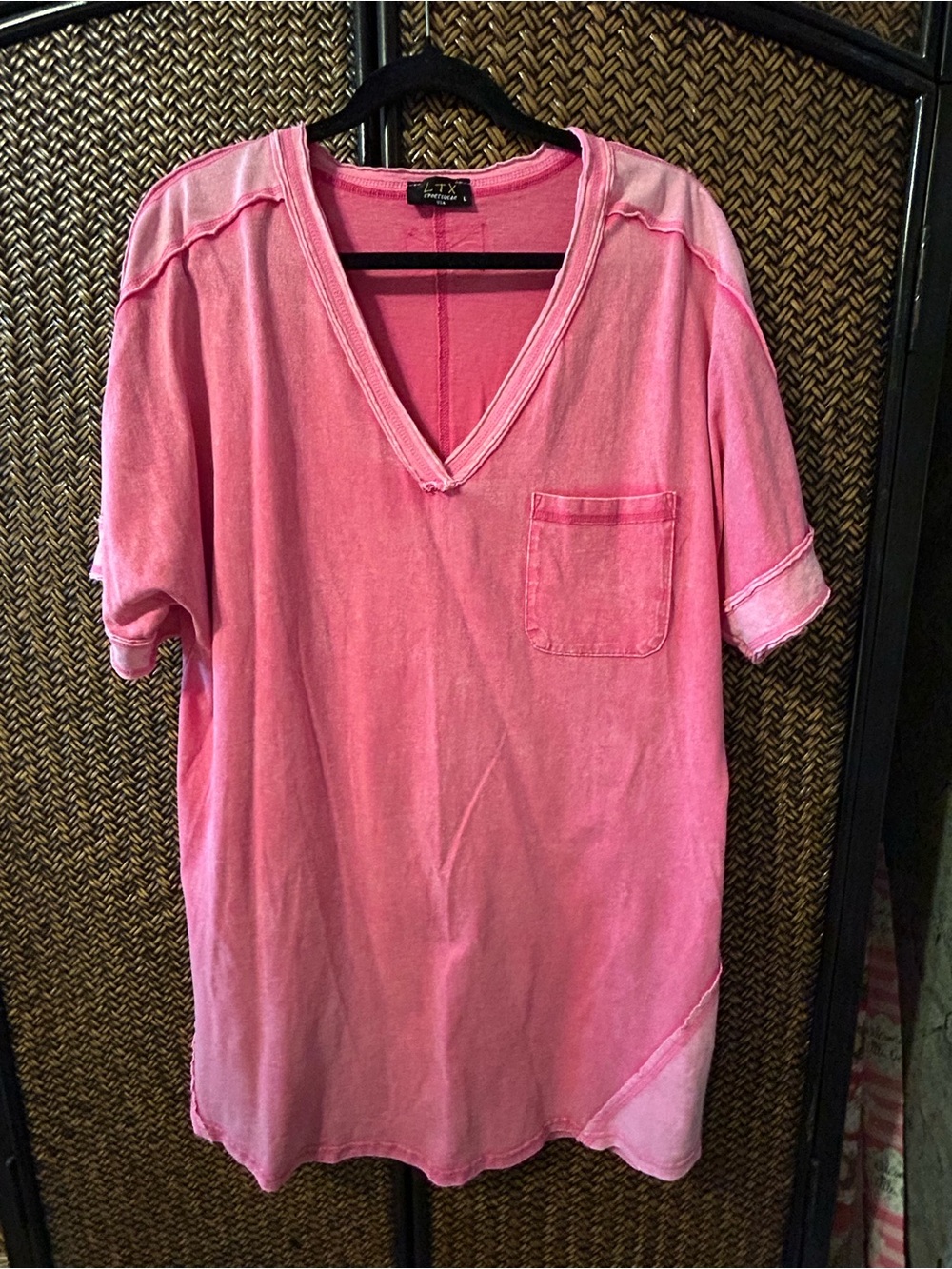 Pink V-Neck Tee Shirt Dress